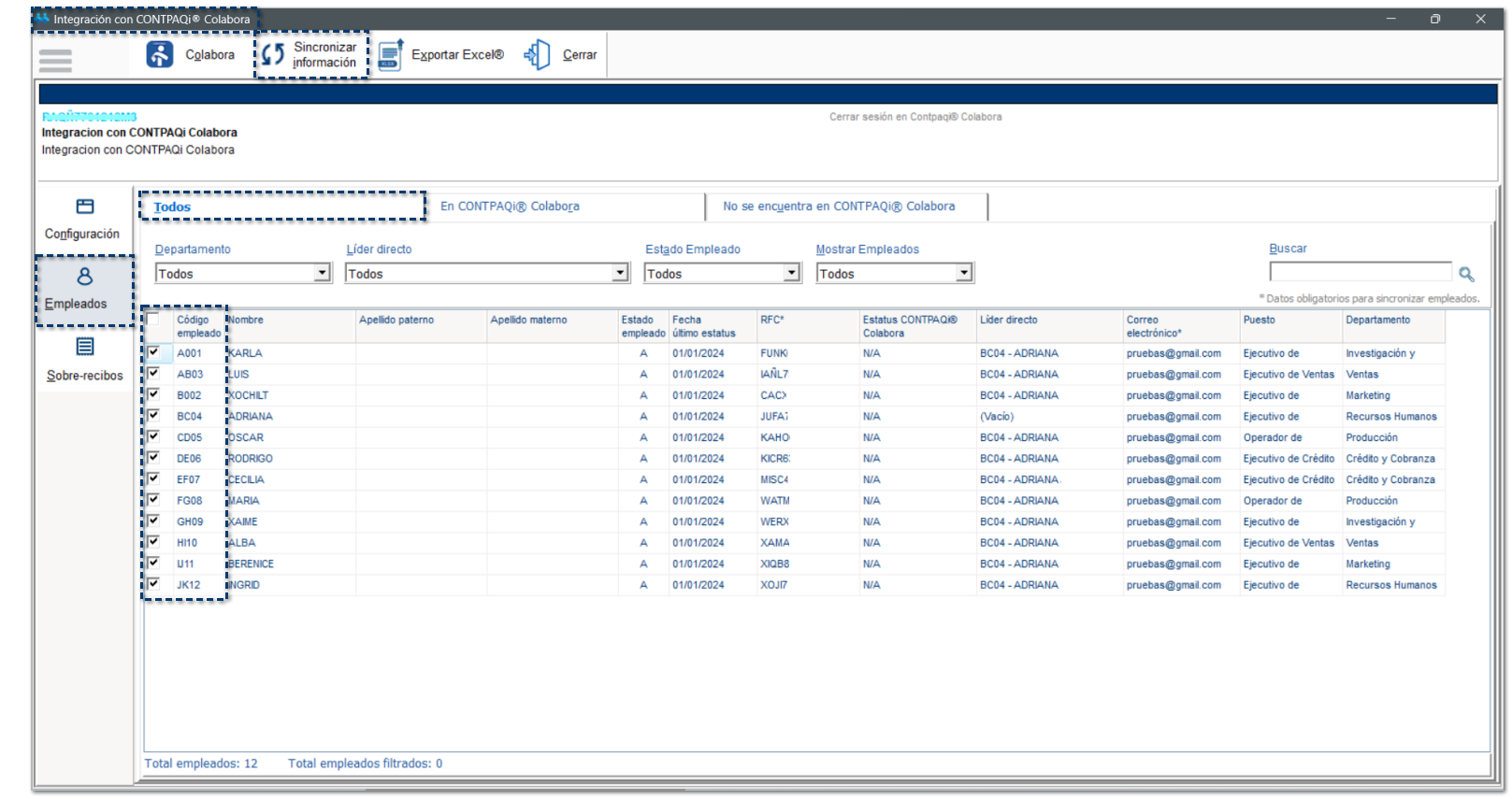 filtrado trabajadores Nomina
