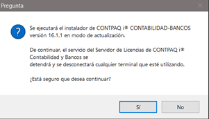 3. Descargar CONTPAQi Contabilidad   Da clic en Si