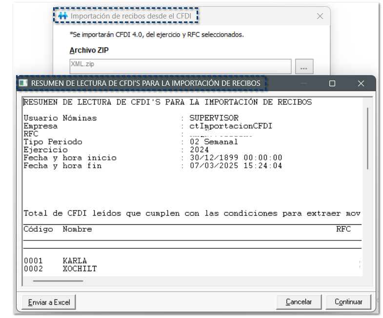 RESUMEN DE LECTURA DE CFDI'S PARA LA IMPORTACIÓN DE RECIBOS