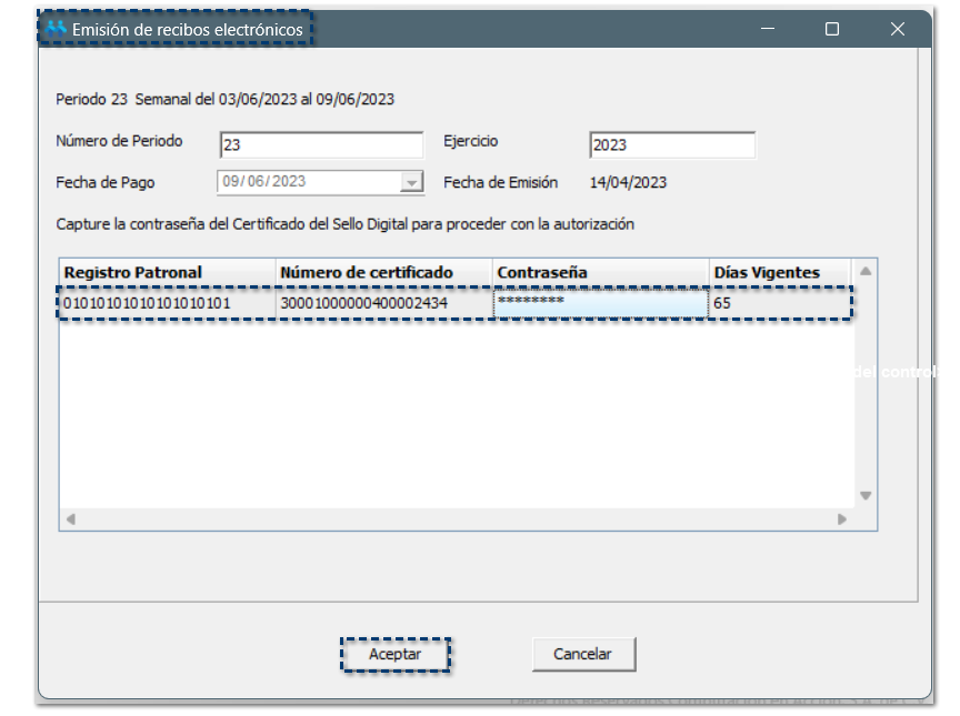 para timbrar los sobre-recibos