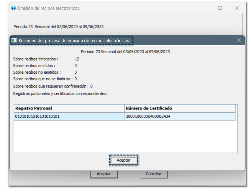 Resumen del proceso de emisión de recibos electrónicos