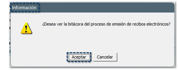 consultar la bitácora del proceso de emisión de recibos electrónicos